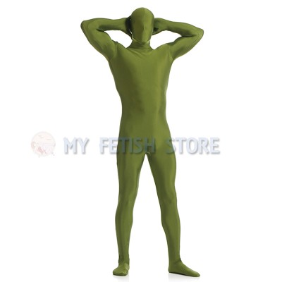 Full Body Army green Lycra Spandex Bodysuit Solid Color Zentai  suit Halloween Fancy Dress Costume 
